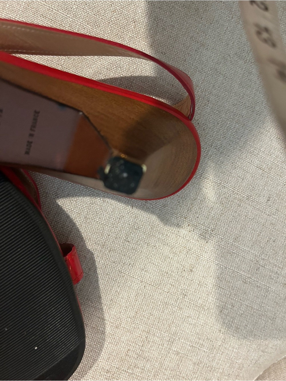 Louis Vuitton Patent Leather Red Slingback Sandals with Gold Accents - Picture 5 of 8